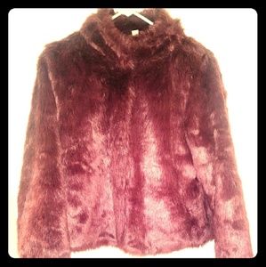 Faux Fur Maroon Coat